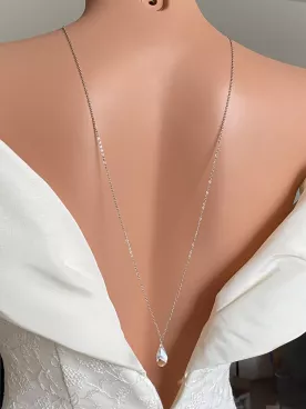 Collier de dos mariage en cristal – Bijou dos nu élégant pour mariée-Goutte de Lumière