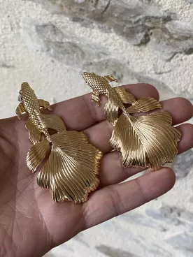 Boucles d’oreilles dorées poisson chinois XXL– bijou original et élégant