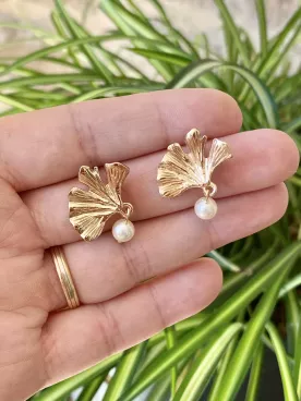 Boucles d’Oreilles Mariée Feuille de Perle