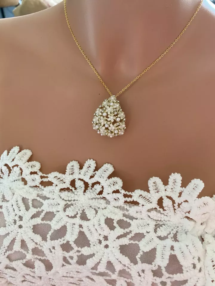 Collier  Mariée Losange Floral