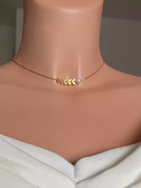 Collier de Dos Mariée ESPIGA en Perles Dorées – Bijou Élégant pour Robe Dos Nu