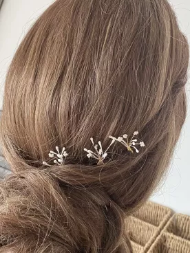 Pics Cheveux Mariée Gypsophile Doré – Accessoire Coiffure Mariage Perles Élégant