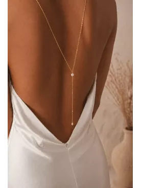 Collier de Dos Mariée Double Y Perle Doré Élégant – Élysianne