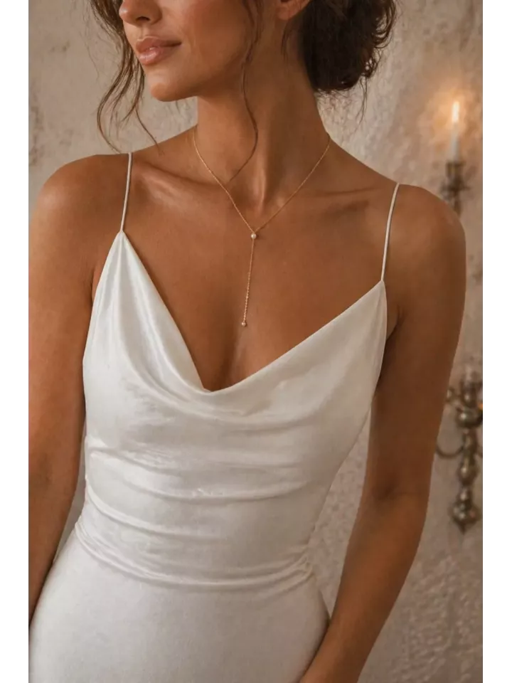 Collier Mariée Double Y Perle Ivoire Doré Élégant – Ivoirelle