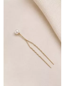 Pics à Cheveux Mariée Dorés avec Perle – Accessoire Chignon Élégant – Épure Perlière