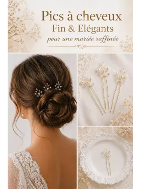 Pics à Cheveux Mariée Perles & Cristaux Dorés – Accessoire Chignon Élégant – Rosée Céleste