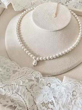 Garde – Collier de mariée en perles nacrées Swarovski et goutte centrale