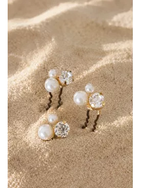 Pics à cheveux mariage Sable d’Or – perles et cristaux, bijoux de mariée élégants
