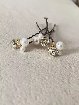 Pics à cheveux mariage Sable d’Or – perles et cristaux, bijoux de mariée élégants