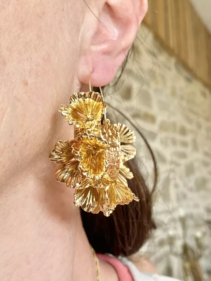Boucles d’Oreilles Créoles Florales