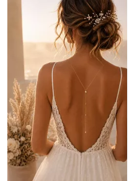 Collier de Dos Mariée Doré Perle Fine – Célestine