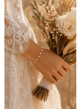 Bracelet Mariée Perles Dégradées Doré Fin élégant- Harmonie Nacrée