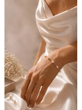 Bracelet Mariée Perles Tradition – Bracelet Bohème Chic Doré en Acier Inoxydable