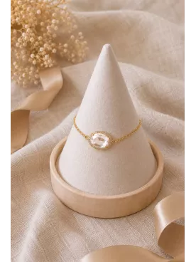 Bracelet Célestia – Bracelet Mariée Cristal Ovale Doré Élégant & Raffiné
