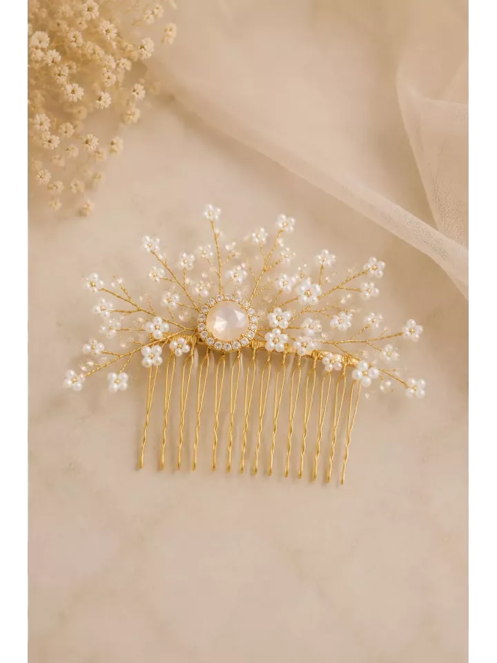 Peigne Aurore – Accessoire de Mariée en Cristal & Perles Délicates