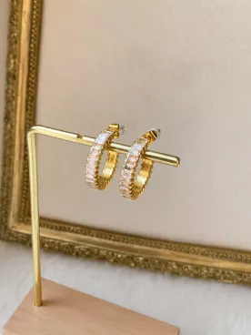 Créoles mariée dorées zircon baguette – Boucles élégantes et lumineuses | Éclya