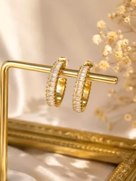 Créoles mariée dorées zircon baguette – Boucles élégantes et lumineuses | Éclya