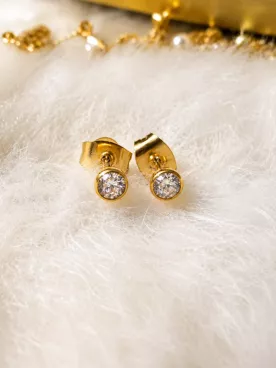 Puces d’oreilles mariée dorées zircon – Boucles élégantes et lumineuses | Élyne