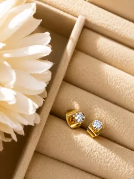 Puces d’oreilles mariée dorées zircon – Boucles élégantes et lumineuses | Élyne