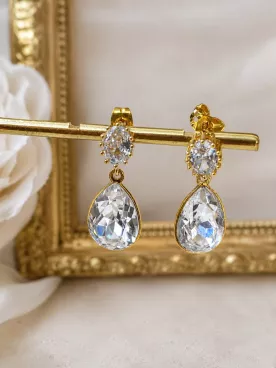 Boucles d’oreilles mariée goutte cristal doré Naïade