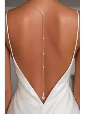 Collier de Dos Mariée Perles Blanches – Bijou de Mariage Élégant-Primavera