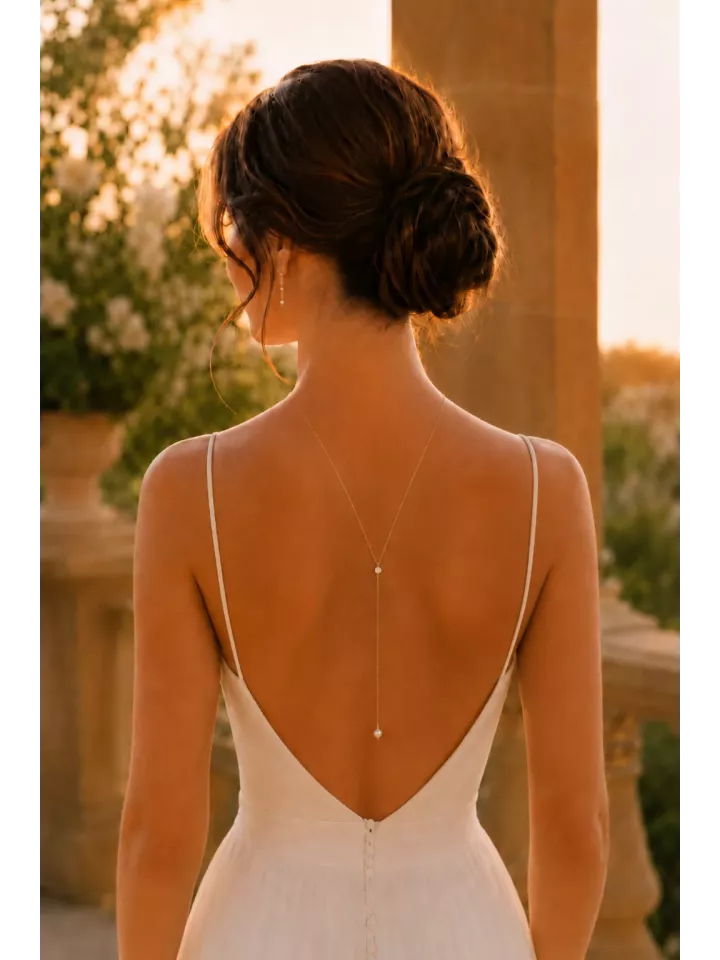 Collier de dos Florentine Cristal romantique – Bijou de dos mariée