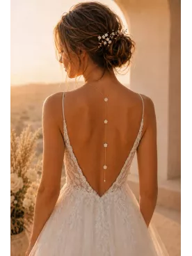 Collier de dos Florine – Bijou de dos mariée aux fleurs de nacre