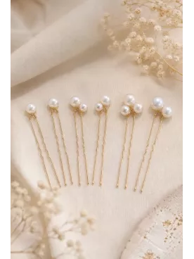 Lot de pics à cheveux Nacrine — Perles délicates pour coiffure de mariée