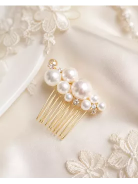 Peigne de mariée Élodine — Perles lumineuses et élégance intemporelle