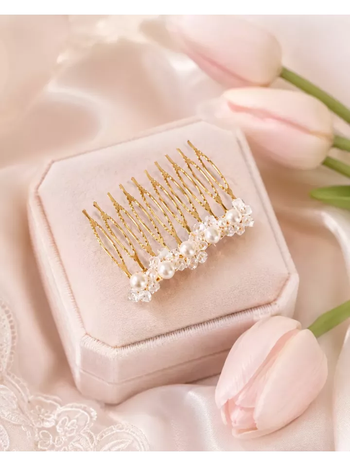 Peigne de mariée Héra — Perles nacrées et éclat Swarovski