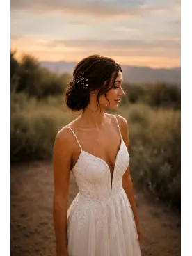Pic à cheveux de mariée Éliandre – Branches dorées et perles nacrées
