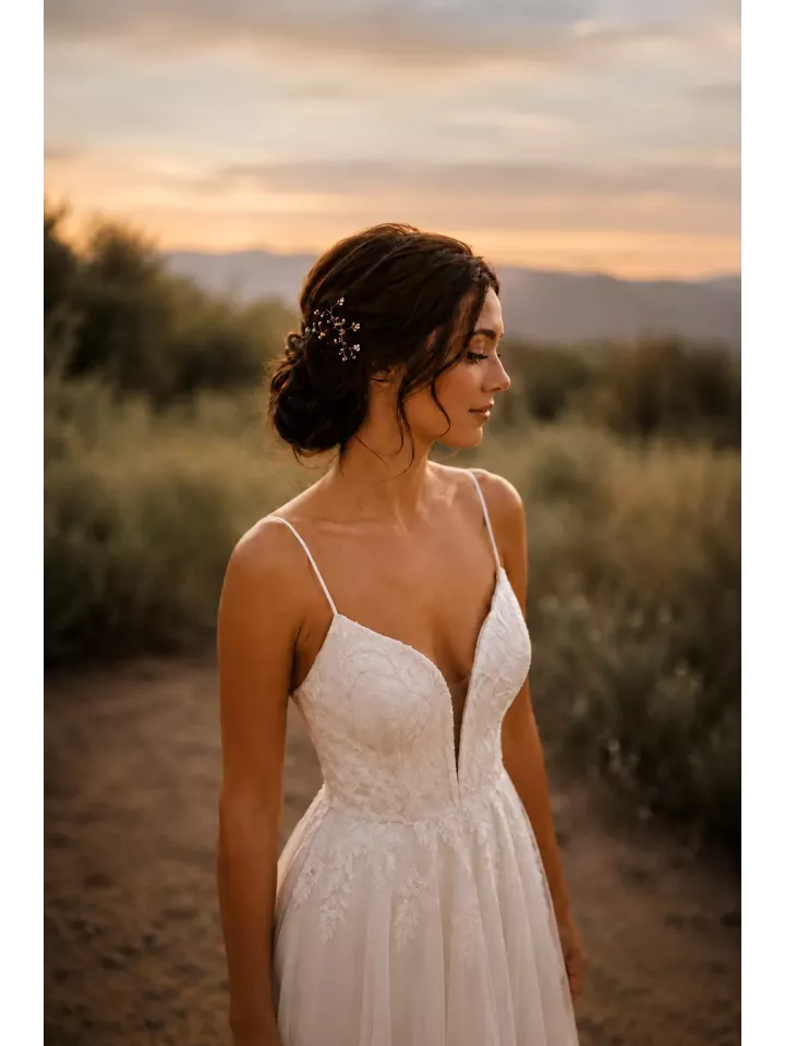 Pic à cheveux de mariée Éliandre – Branches dorées et perles nacrées
