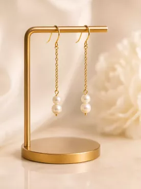 Boucles d’oreilles mariée en acier inoxydable doré – Perles Swarovski et raffinées-Élégie