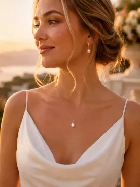 Collier de mariée Cléa — Perle délicate goutte et chaîne dorée
