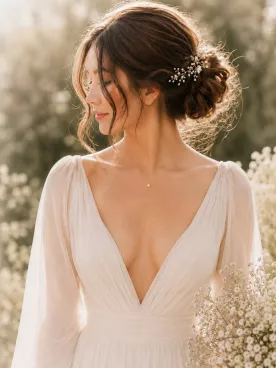 Collier de Dos Mariée Élinne – Chaîne Fine & Perles