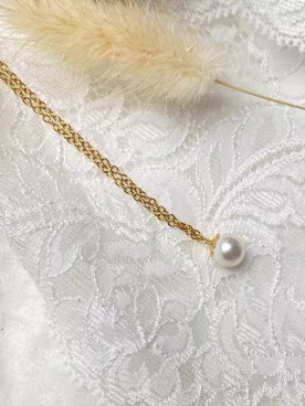 Collier de dos mariée Aura – Perles fines dorées