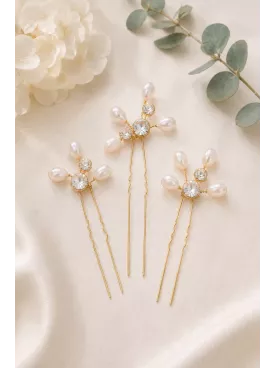 Pics à chignon Clarisse – Accessoires cheveux mariée perles et cristaux