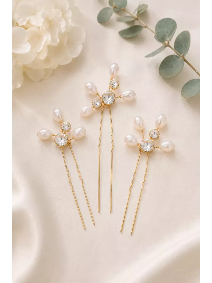 Pics à chignon Clarisse – Accessoires cheveux mariée perles et cristaux