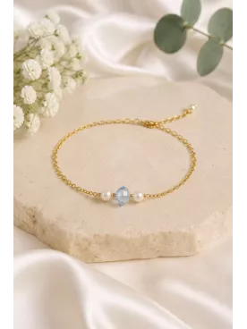 Bracelet Azurine – Perle bleu clair et perles nacrées pour mariée, quelque chose de bleu