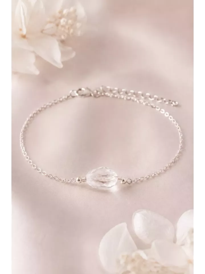 Bracelet de mariée Clarinnie – Goutte cristal et chaîne fine