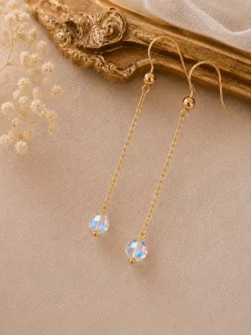 Boucles d’oreilles de mariée Iris – Pendantes avec cristal transparent.