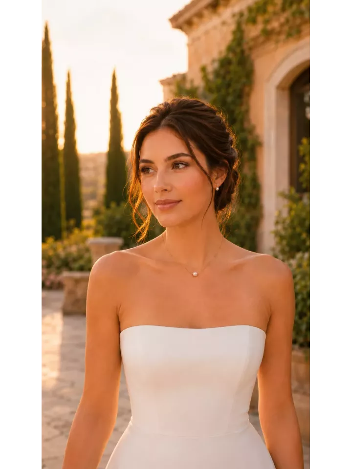 Collier Mariée – Ras-du-Cou  Doré & Grosse Perle Nacrée | Design Minimaliste & Élégant- Gaïa