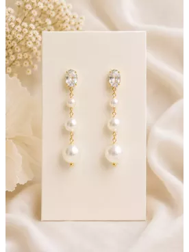 Boucles d’oreilles de mariée Léonie – Perles nacrées et cristal