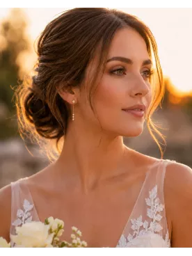 Boucles d’oreilles de mariée Capucine – Zirconium et perles nacrées