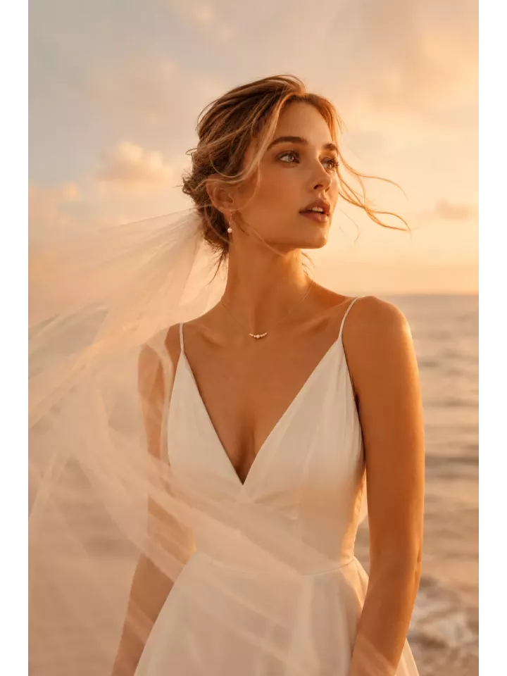 Collier de mariée Évanesce – perles fines et chaîne dorée