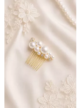 Peigne de mariée Élodine — Perles lumineuses et élégance intemporelle