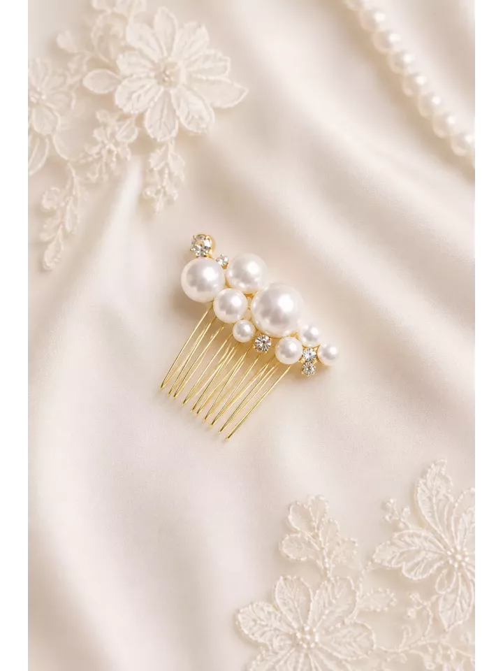 Peigne de mariée Élodine — Perles lumineuses et élégance intemporelle