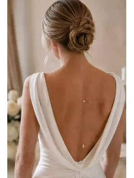 Collier de dos mariée Nineline – Bijou de dos avec perle nacrée