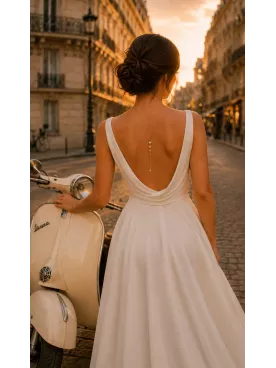 Tonlé Sap – Collier de dos mariage doré et perles nacrées, bijou délicat pour robe dos nu
