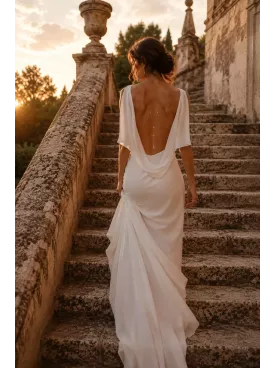 Collier de dos mariée Inné – perles nacrées et chaîne dorée